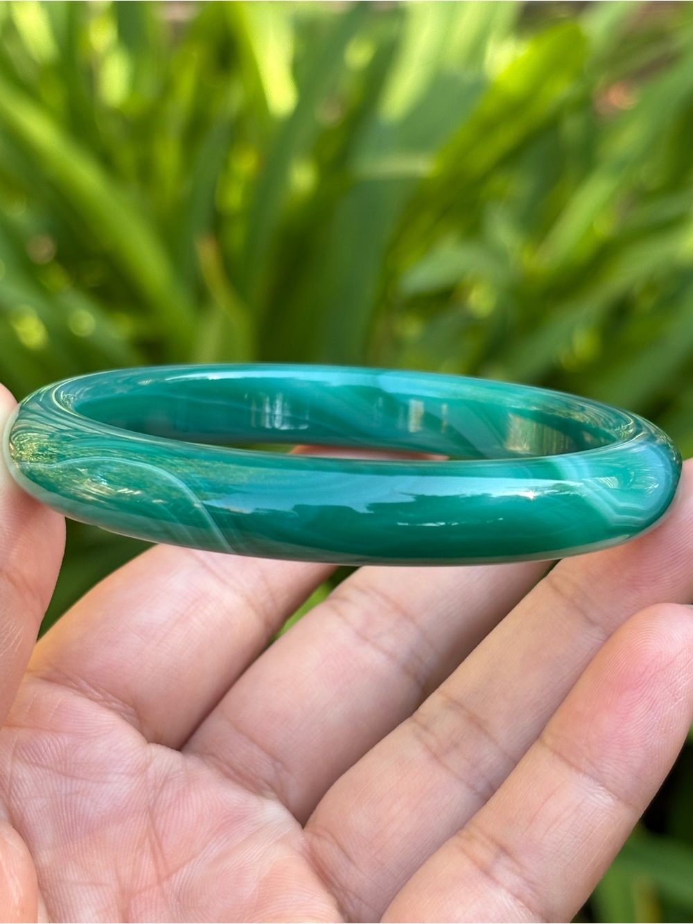 62mm Inner Diameter Blue Banded Agate Bangle 2684
